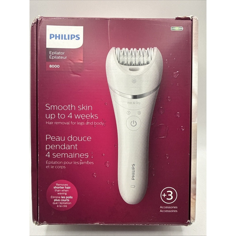 Philips Epilator New Series 8000 Wet & Dry Epilator Open Box- NEW